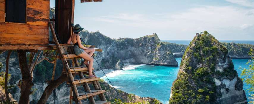 Traveller who purchased travel insurance for Bali admires the view