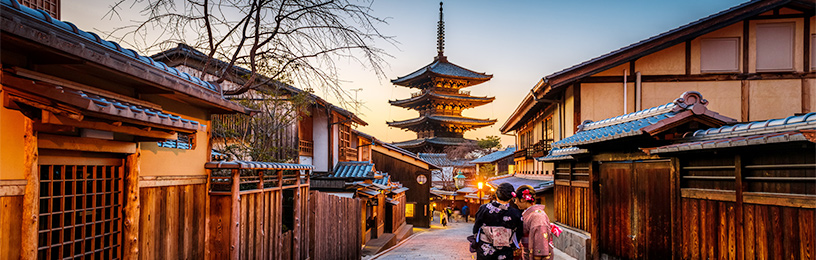 kyoto pagoda and geisha