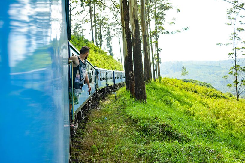 Train through Kandy's suburbs