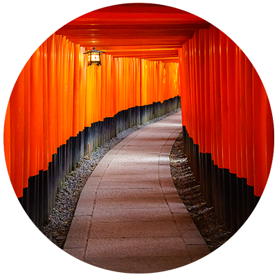 torii gates in kyoto japan