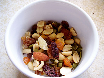Photo of a bowl of trail mix