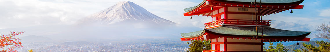 mt fuji and japanese temple