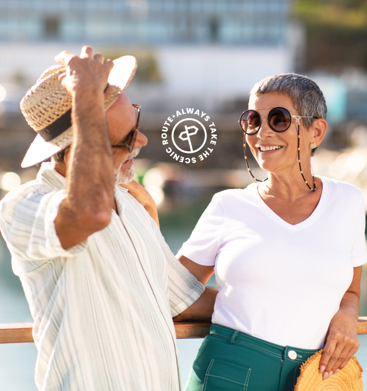 Older travelling couple enjoying a cruise holiday