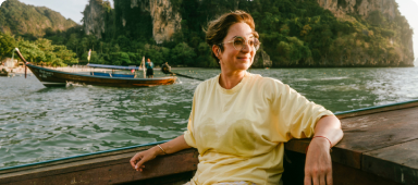 Traveller enjoying New Zealand's fjords