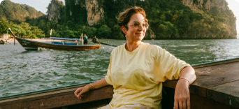 Traveller enjoying New Zealand's fjords