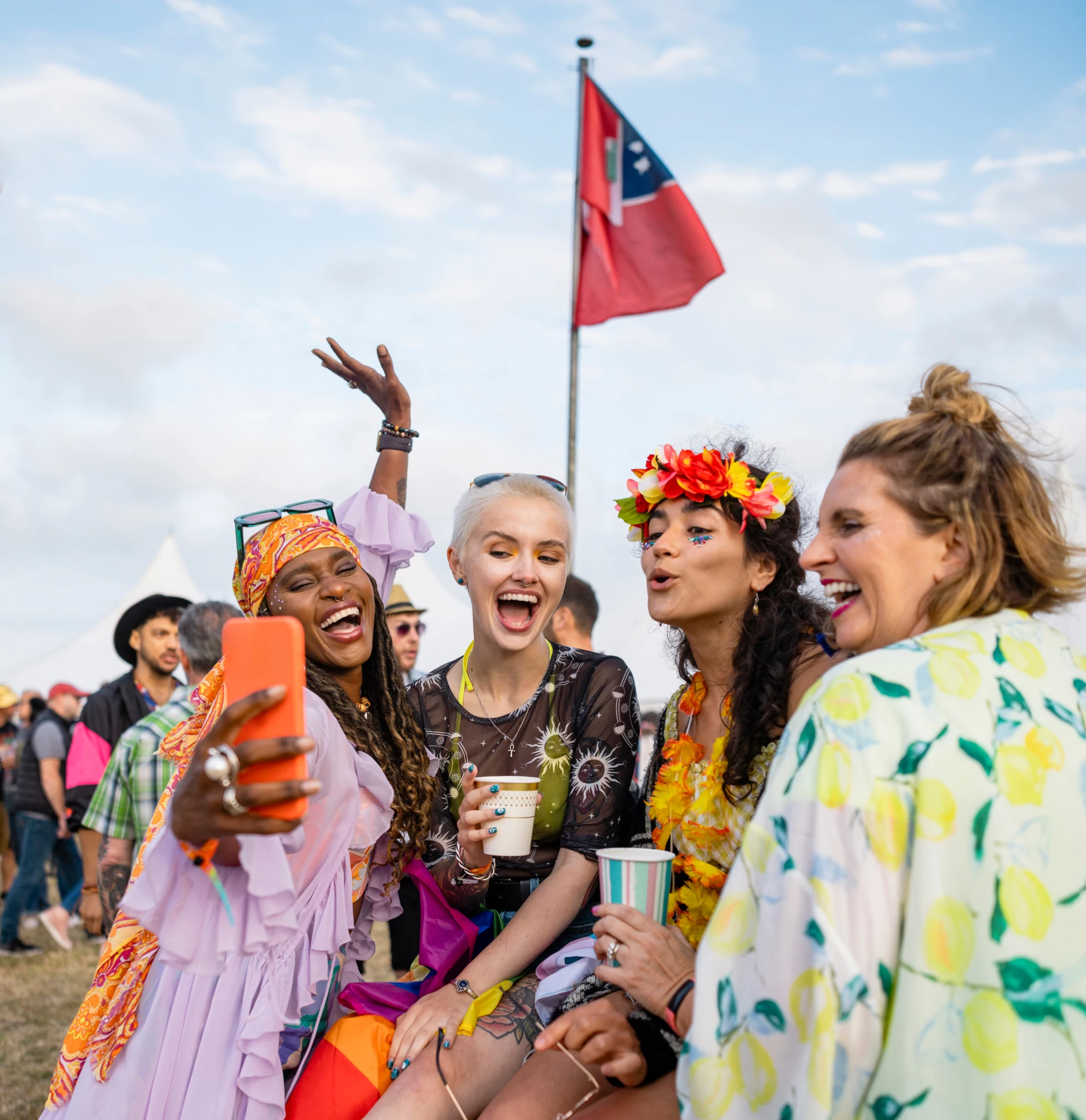Group of women enjoying a festival