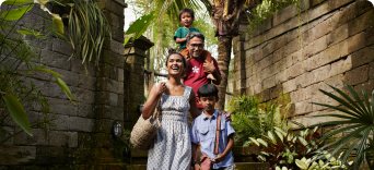 Family exploring Bali
