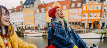 Travellers cycling in Copenhagen