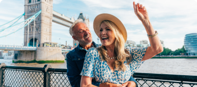 Older travellers near Tower Bridge in London