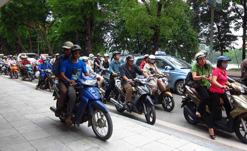 Motorbike Traffic in Hanoi, Vietnam
