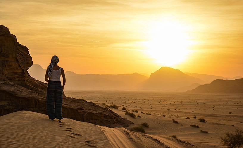 sunset over desert