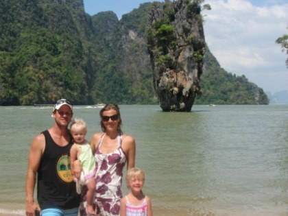 Family photo on James Bond Island, Phuket Thailand