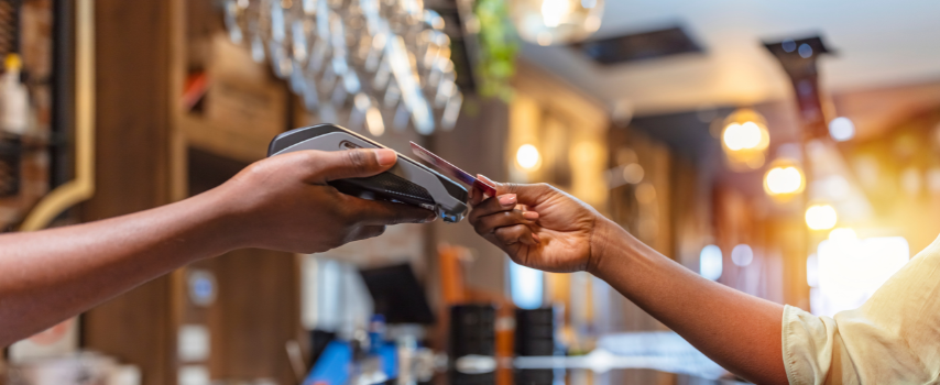 Tourist paying with credit card