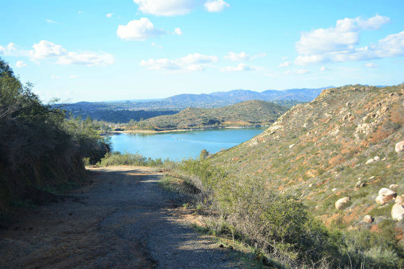 The Mount Woodson trail has beautiful views of the lake and the surrounding mountains.