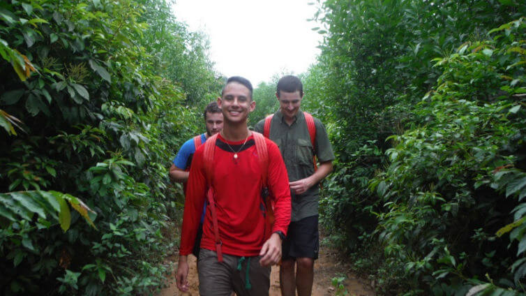 Trekkers on the final leg of their expedition in the Vietnamese jungle