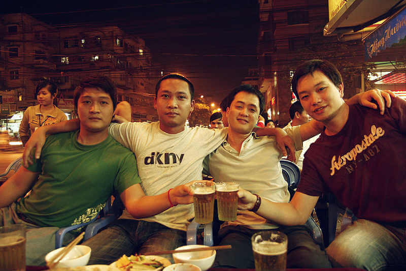Locals enjoying a beer in Hanoi