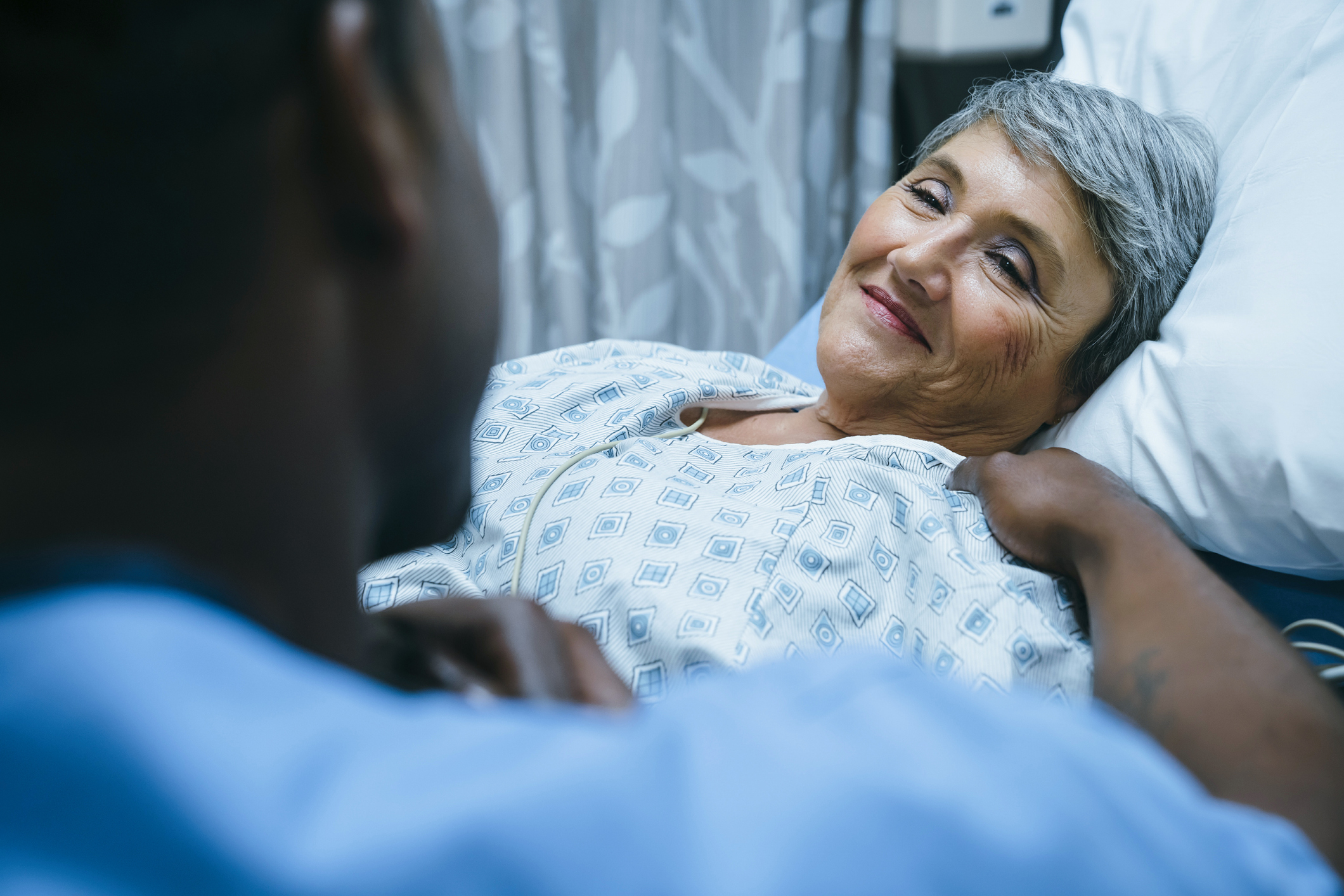 Woman in hospital.