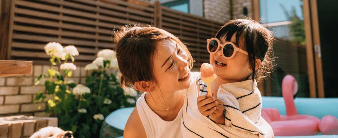 Mum and infant daughter on holidays