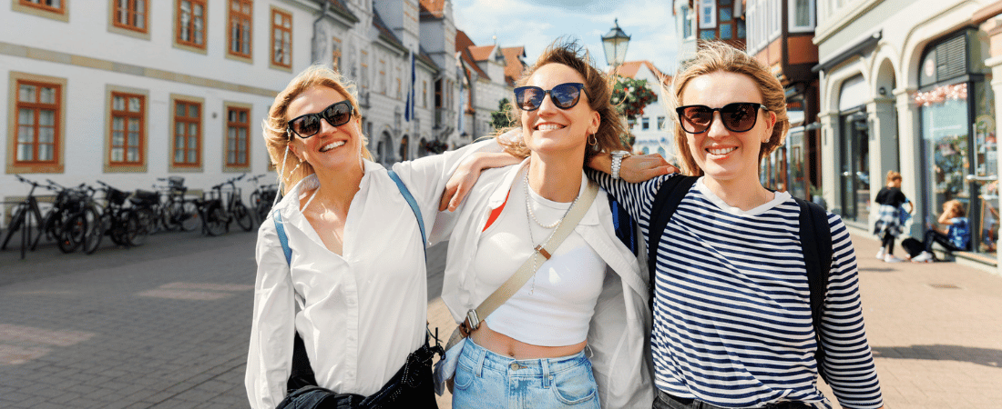 Three women holidaying