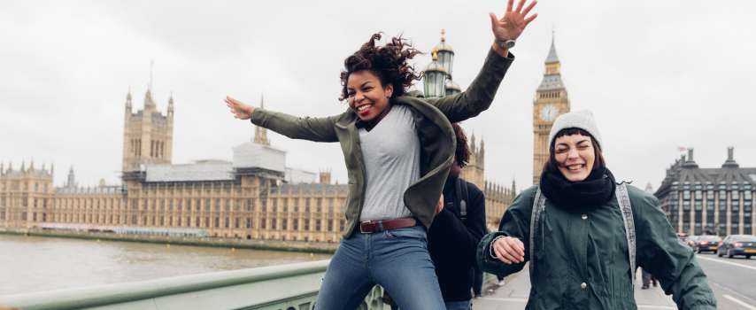 Friends in London during the best time to visit the UK