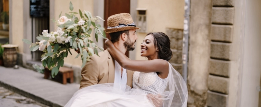 Interracial couple getting married
