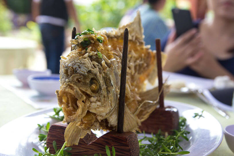 Traditional Vietnamese dish - fried crispy fish