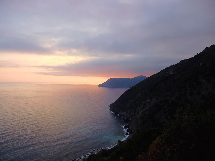 Sunset photo over the Ligurian Sea, Italy