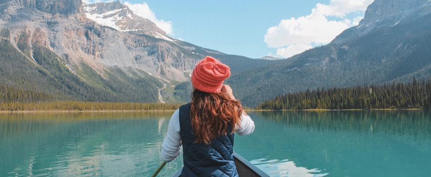 Kayaking around Emerald Lake in Banff, Canada