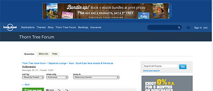 Screenshot of Lonely Planet Forum