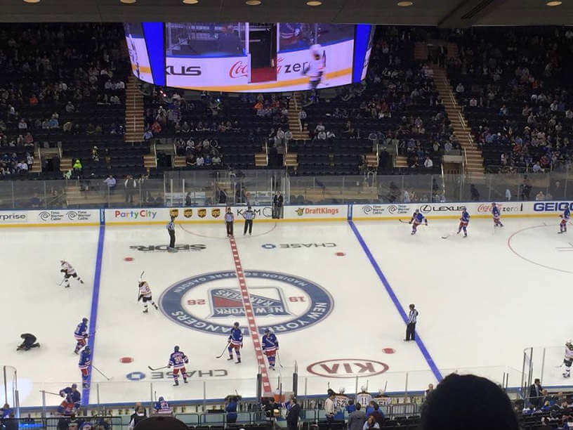 Photo of a ice hockey game at Madison Square Garden