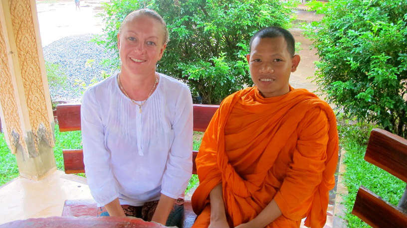 Sally and Sinet on a spiritual day in Cambodia