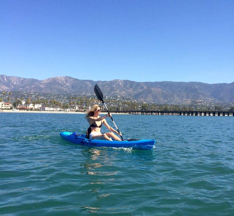 Kayaking during a Santa Barbara Fitness Tour