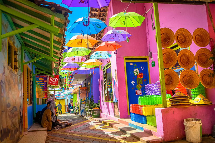 colourful streets in asia