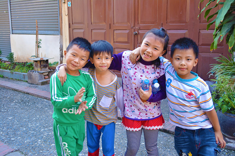 Local children posing for a photo