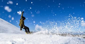 Snowboarder Falling In The Snowy Mountains Australia