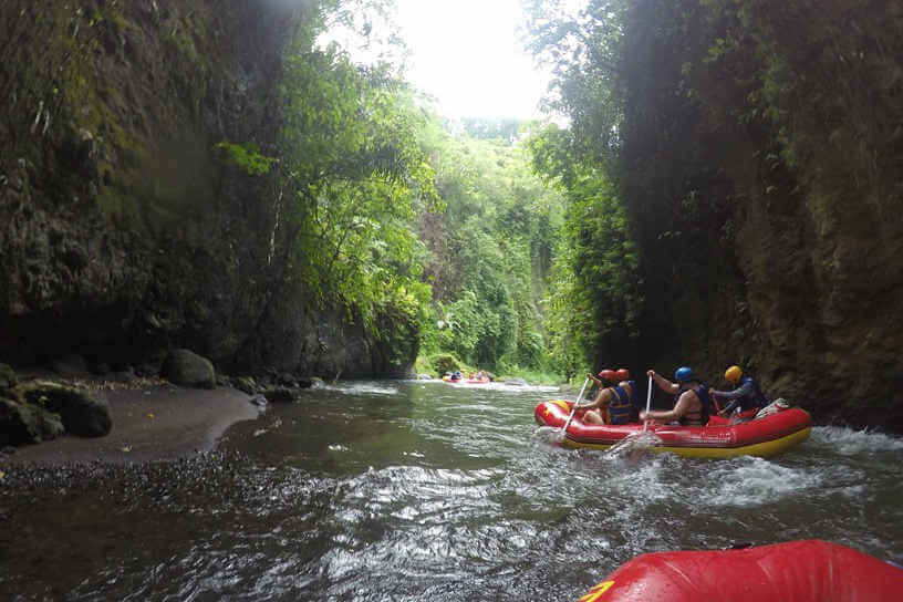Photo of group whitewater rafting
